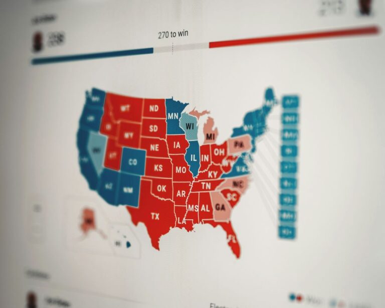 mappa degli USA con stati blu e stati rossi