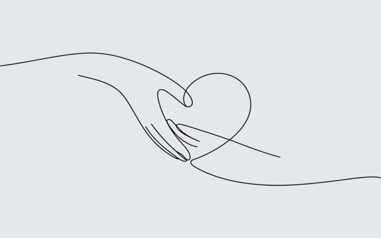 due mani stilizzate che tengono un cuore